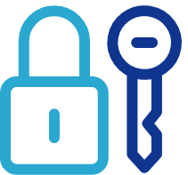 Blue padlock with key Icon