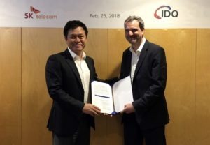 Park Jung-Ho, CEO and President of SK Telecom, and Grégoire Ribordy, co-founder and CEO of ID Quantique